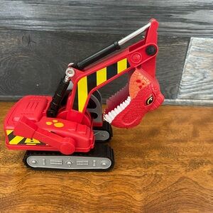 Red Dinosaur Excavator Construction Truck Toy Wild Republic Earth Movers T-Rex